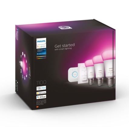 Pack de démarrage Philips Hue WHITE AND COLOR AMBIANCE 3xE27/9W 2000–6500 K + pont Hue et télécommande à variateur