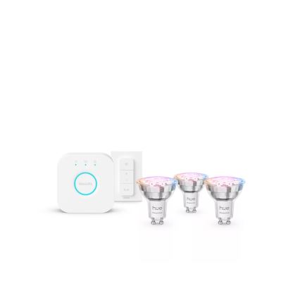 Pack de démarrage Philips Hue White And Color Ambiance Essential 3xGU10/4,7W/230V 2200-6500K + Hue Bridge