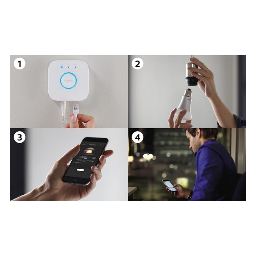Kit de démarrage Philips Hue White 3xE27/9W 2700K + pont Hue et télécommande variateur