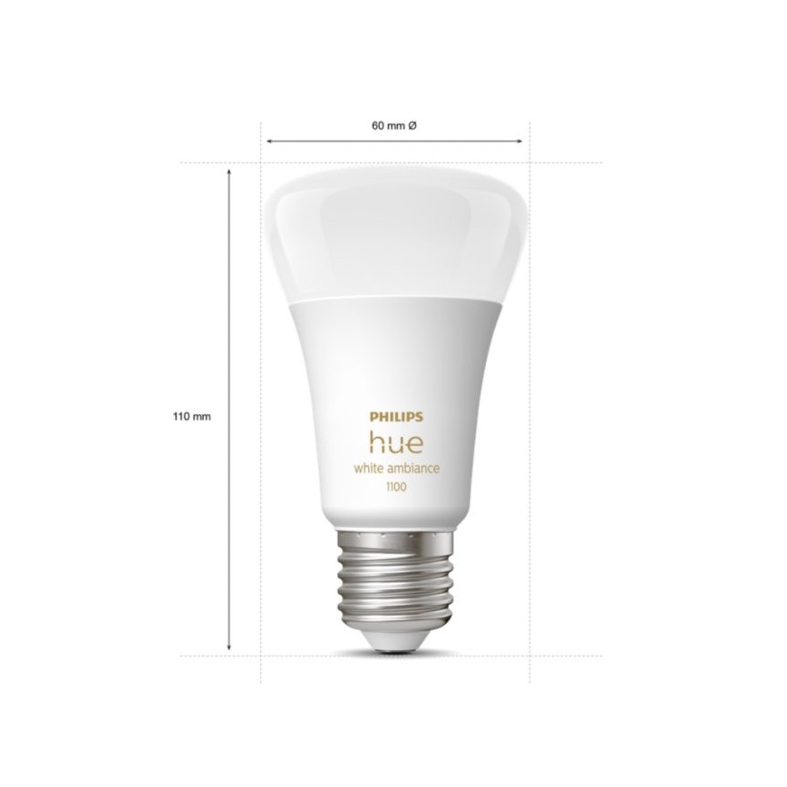 Pack de démarrage Philips Hue White Ambiance 3xE27/11W 2200-6500K + pont Hue et télécommande variateur