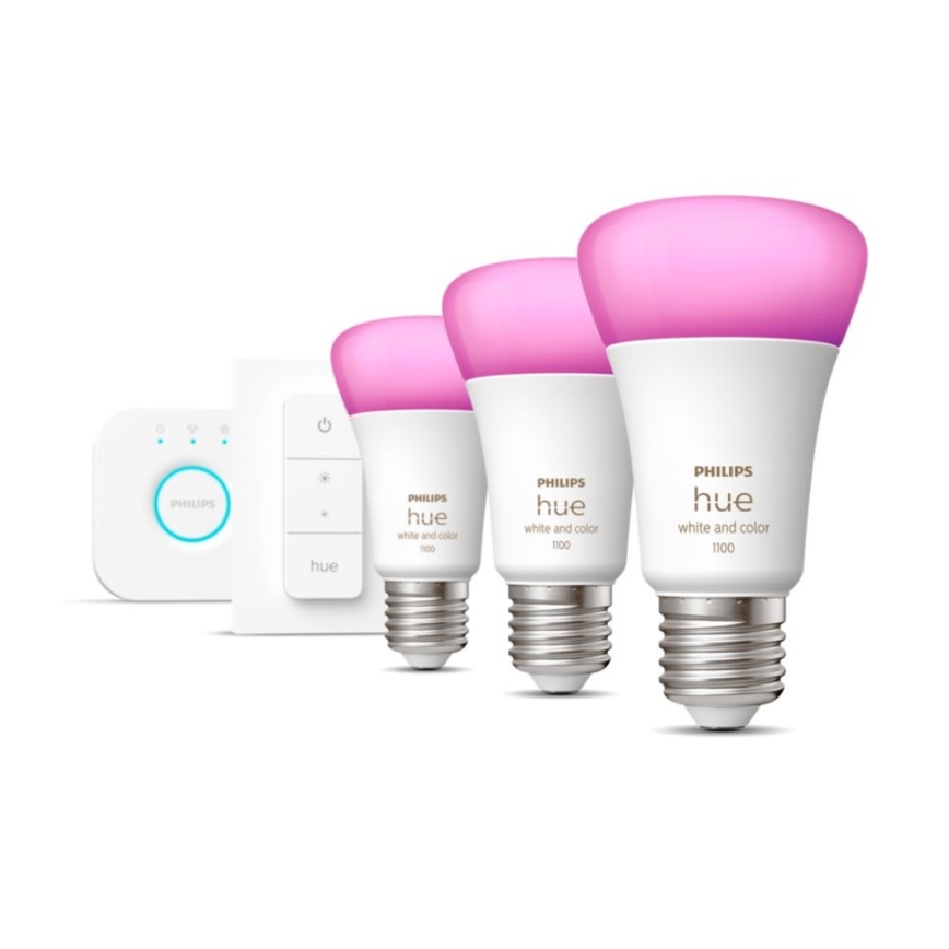 Kit de démarrage Philips Hue WHITE AND COLOR AMBIANCE 3xE27/9W 2000-6500K + dispositif de connexion