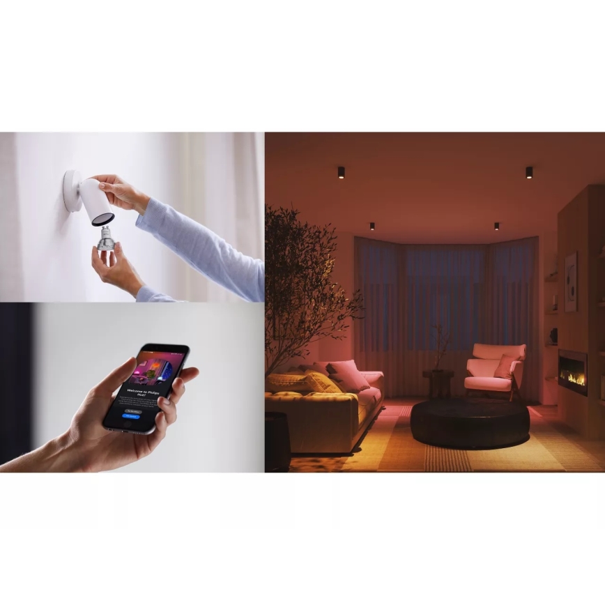 Kit de démarrage Philips Hue WHITE AND COLOR AMBIANCE 3xGU10/4,2W 2000-6500K + dispositif de connexion