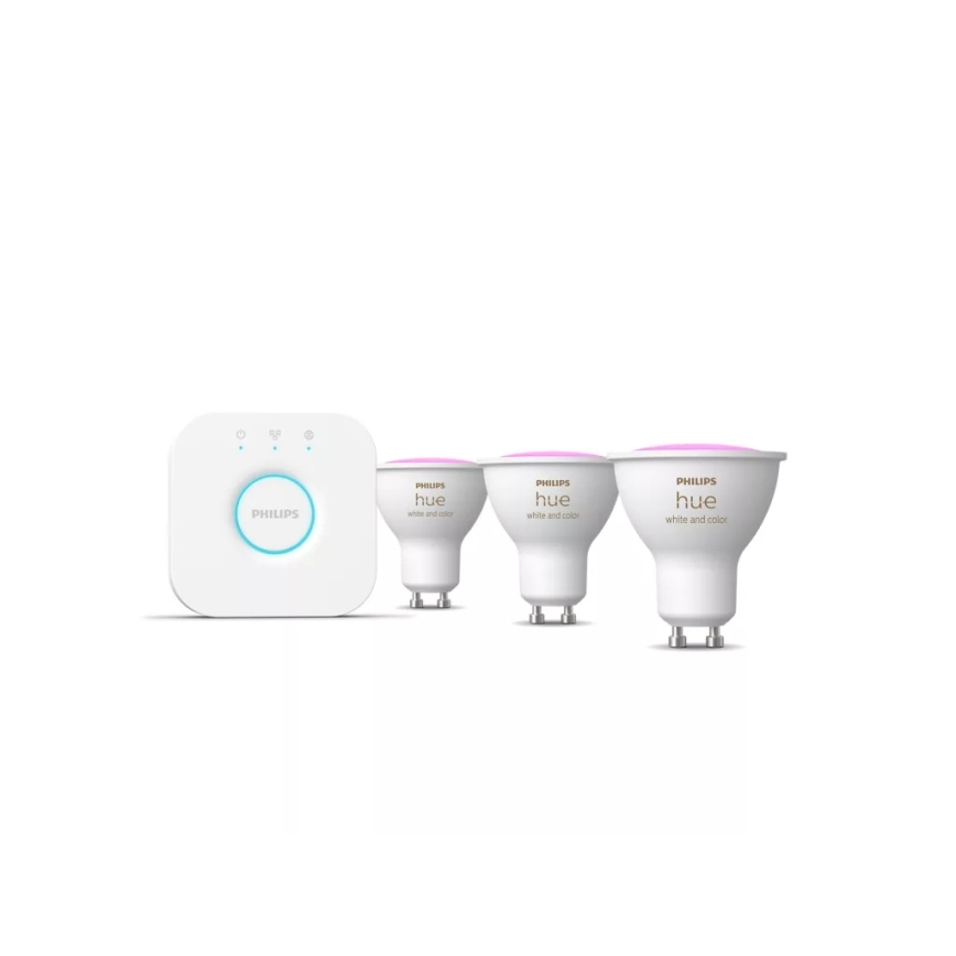 Kit de démarrage Philips Hue WHITE AND COLOR AMBIANCE 3xGU10/4,2W/230V 2200-6500K + pont Hue