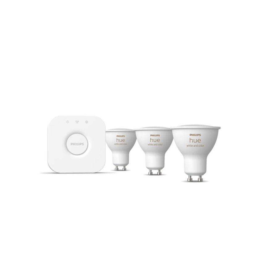 Kit de démarrage Philips Hue WHITE AND COLOR AMBIANCE 3xGU10/4,2W/230V 2200-6500K + pont Hue