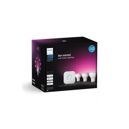 Kit de démarrage Philips Hue WHITE AND COLOR AMBIANCE 3xGU10/4,2W/230V 2200-6500K + pont Hue