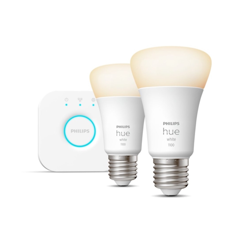 Kit de démarrage Philips Hue WHITE 2xE27/9,5W 2700K + Hue Bridge