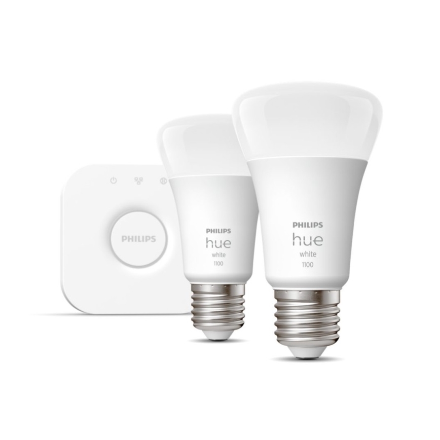 Kit de démarrage Philips Hue WHITE 2xE27/9,5W 2700K + Hue Bridge