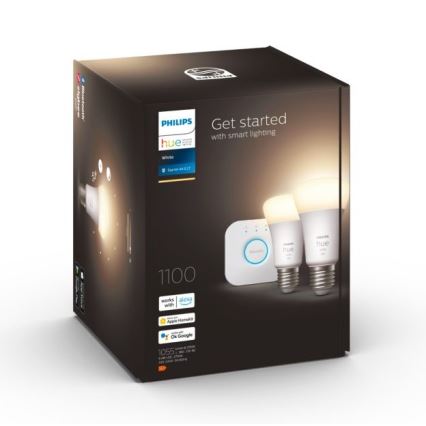 Kit de démarrage Philips Hue WHITE 2xE27/9,5W 2700K + Hue Bridge