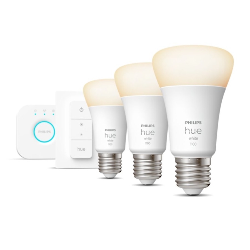 Kit de démarrage Philips Hue WHITE 3xE27/9,5W 2700K + pont Hue et télécommande variateur