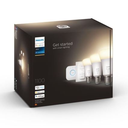 Kit de démarrage Philips Hue WHITE 3xE27/9,5W 2700K + pont Hue et télécommande variateur