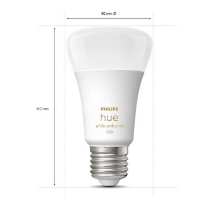 Kit de démarrage Philips Hue WHITE AMBIANCE 2xE27/8W/230V + pont Hue et télécommande variateur