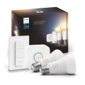 Kit de démarrage Philips Hue WHITE AMBIANCE 2xE27/8W/230V + pont Hue et télécommande variateur
