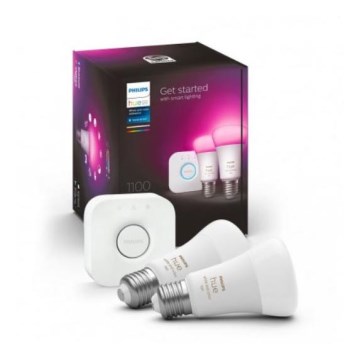 Kit de démarrage Philips Hue WHITE AND COLOR AMBIANCE 2xE27/9W/230V 2000-6500K + Hue Bridge