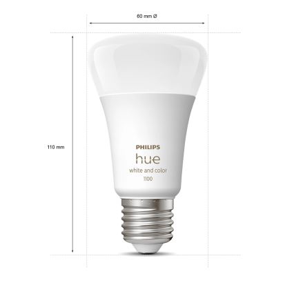 Kit de démarrage Philips Hue WHITE AND COLOR AMBIANCE 2xE27/9W/230V 2200-6500K + prise connectée, Hue Bridge et interrupteur variateur