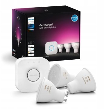 Kit de démarrage Philips Hue WHITE AND COLOR AMBIANCE 3xGU10/4,2W/230V 2200-6500K + Hue Bridge