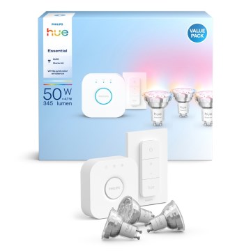 Kit de démarrage Philips Hue White And Color Ambiance Essential 3xGU10/4,7W/230V 2200-6500K + pont de connexion