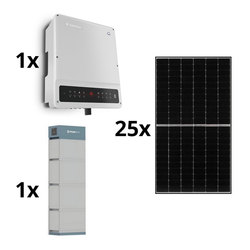 Kit solaire GOODWE-10kWp JINKO+10kW GOODWE convertisseur hybride 3p+14,2 kWh batterie PYLONTECH H2