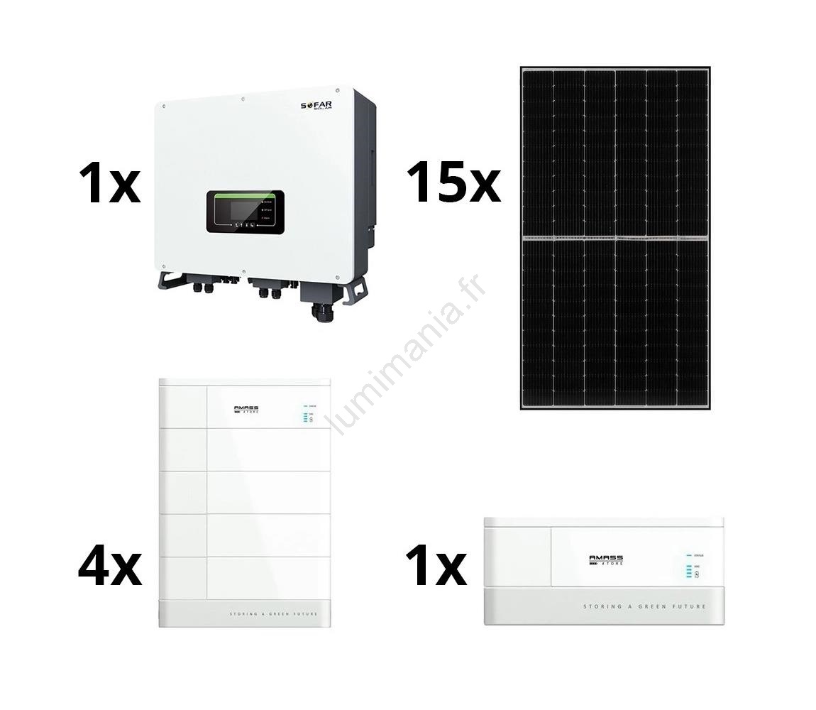 Kit solaire SOFAR Solar - 6kWp JINKO+6kW convertisseur hybride 3f+10,24 ...
