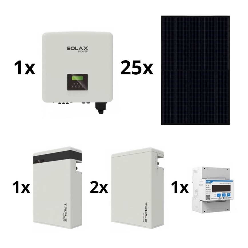 Kit solaire : SOLAX Power - 10kWp RISEN Full Black + 10kW SOLAX convertisseur 3p + 17,4 kWh pile V2
