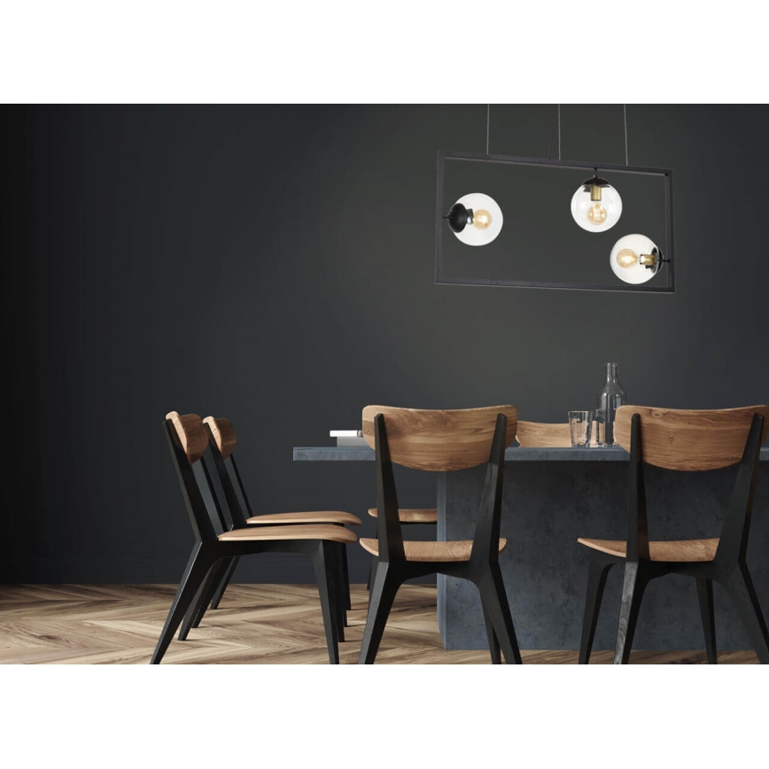 Suspension filaire REY 3xE27/7W/230V noir