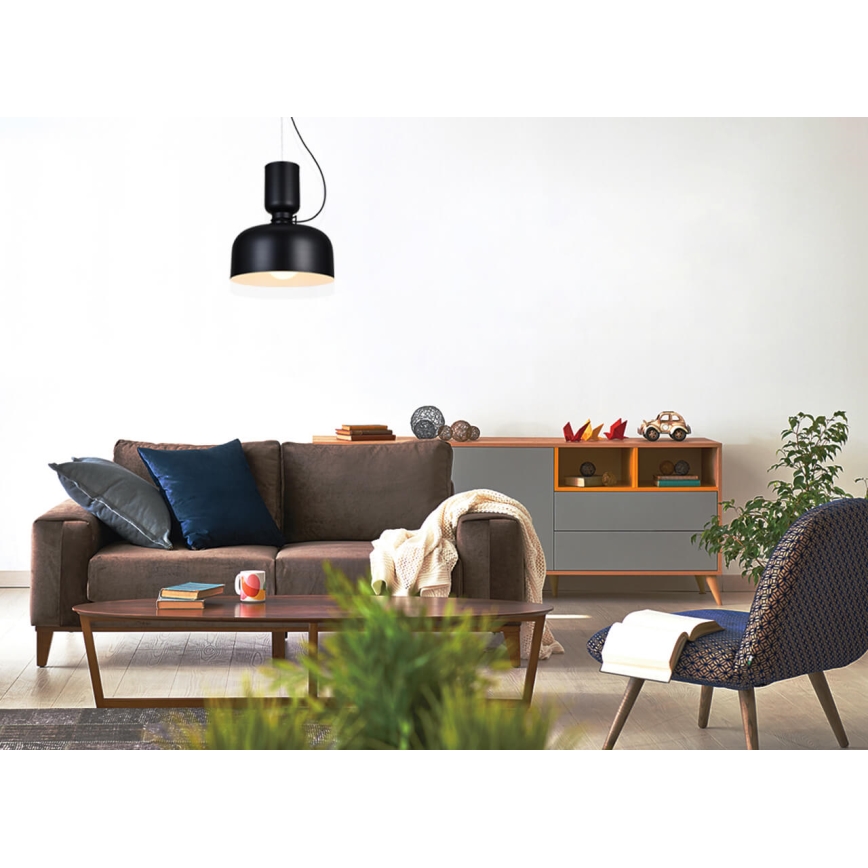 Suspension filaire ABEL 2xE27/11W/230V diam. 28 cm noir