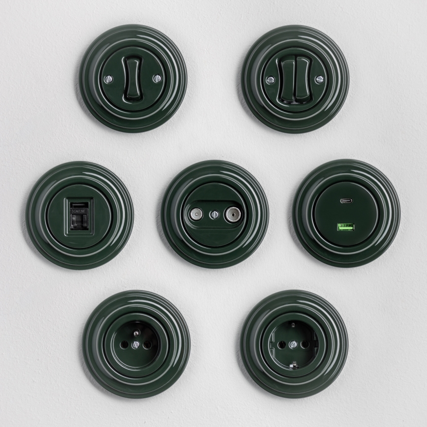 Kliklap - Bouton double rétro encadré, vert