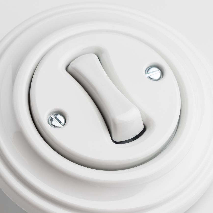 Kliklap - Bouton rétro avec cadre en céramique blanche