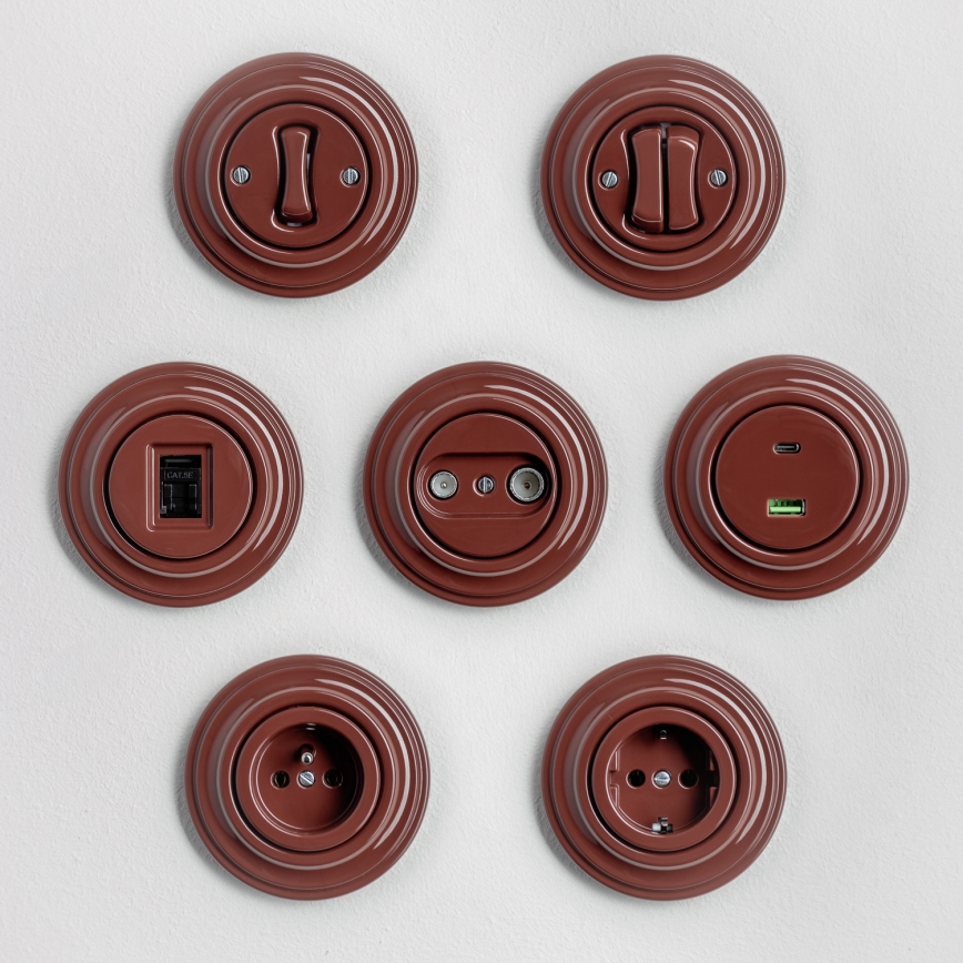 Kliklap - Bouton rétro encadré marron