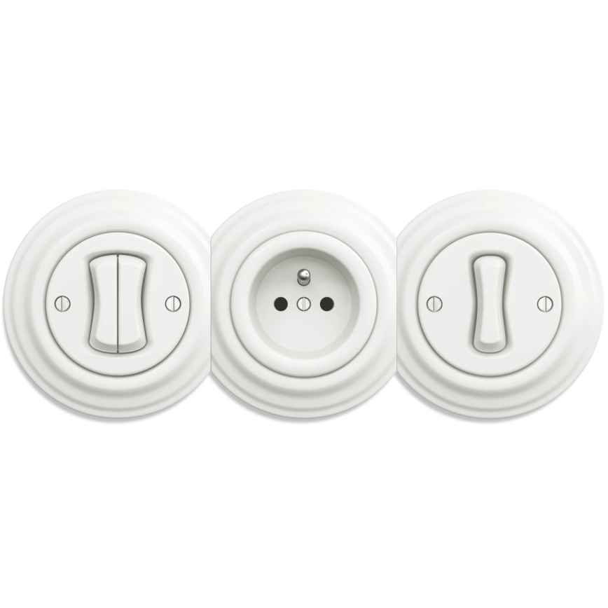Kliklap - Interrupteur à bouton-poussoir vintage sans cadre blanc
