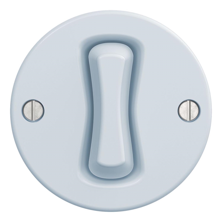 Kliklap - Interrupteur à bouton-poussoir vintage sans cadre bleu