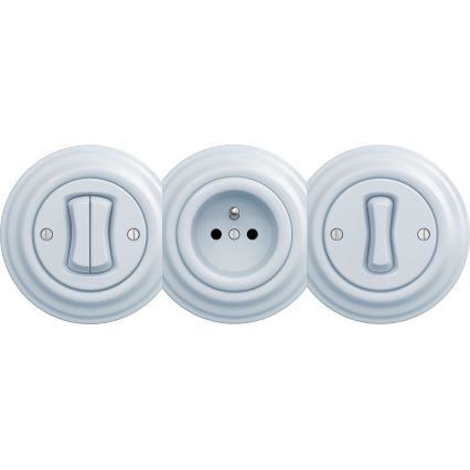 Kliklap - Interrupteur à bouton-poussoir vintage sans cadre bleu