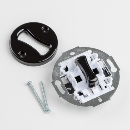 Kliklap - Interrupteur croisé rétro avec cadre n° 7 noir