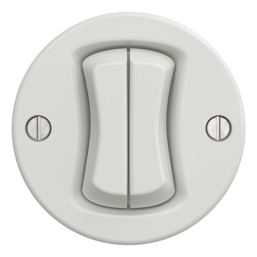 Kliklap - Interrupteur d'escalier double vintage n° 6+6 blanc