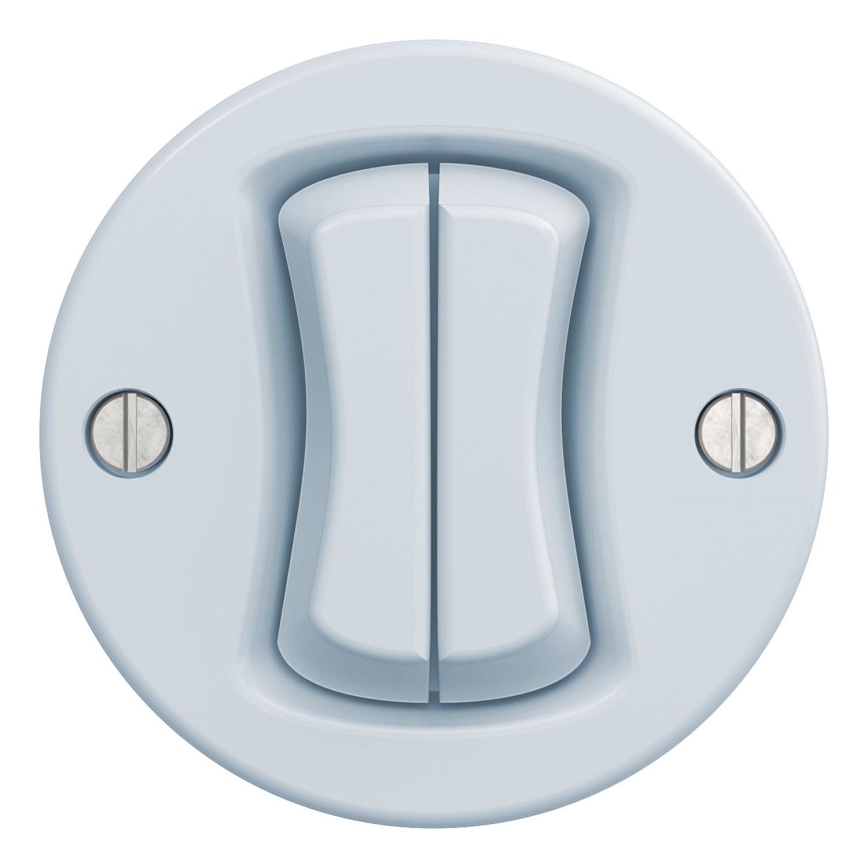 Kliklap - Interrupteur d'escalier double vintage n° 6+6 bleu