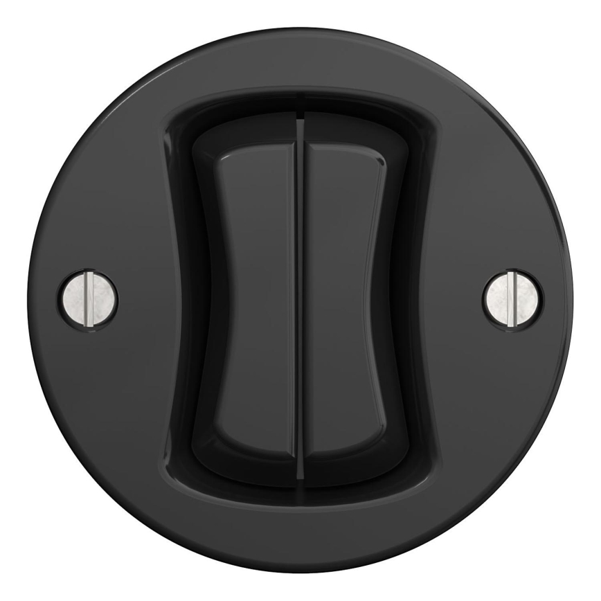 Kliklap - Interrupteur d'escalier double vintage n° 6+6 noir