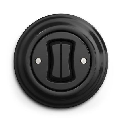 Kliklap - Interrupteur d'escalier double vintage n° 6+6 noir