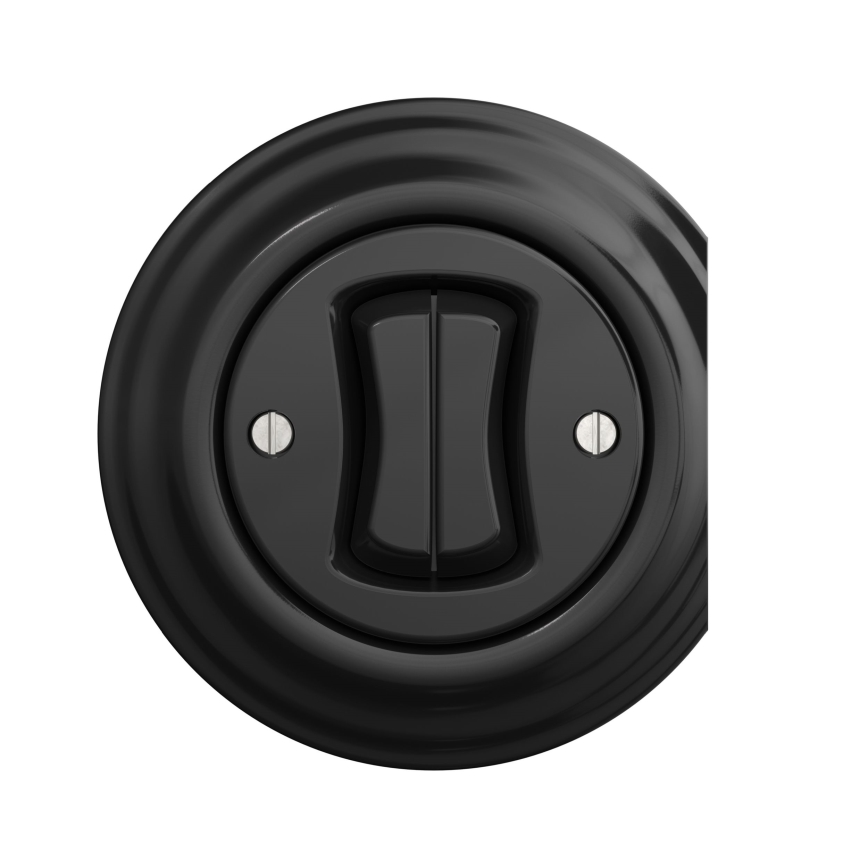 Kliklap - Interrupteur d'escalier double vintage n° 6+6 noir