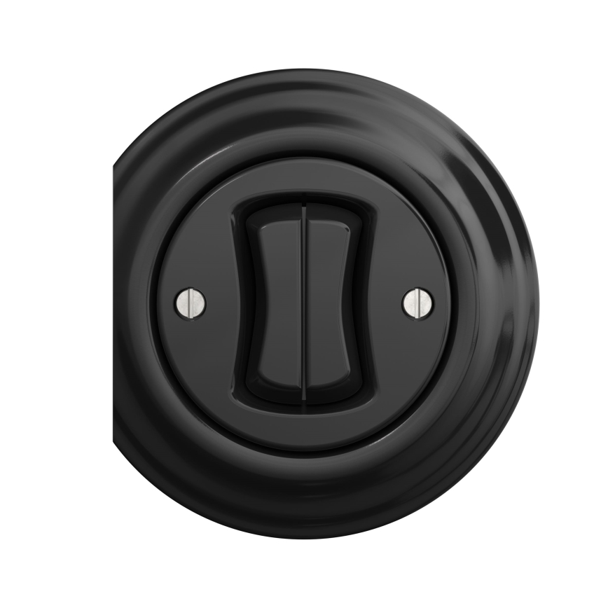 Kliklap - Interrupteur d'escalier double vintage n° 6+6 noir