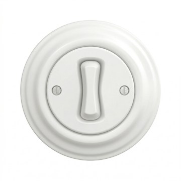 Kliklap - Interrupteur d'escalier rétro avec cadre n° 6, blanc neige