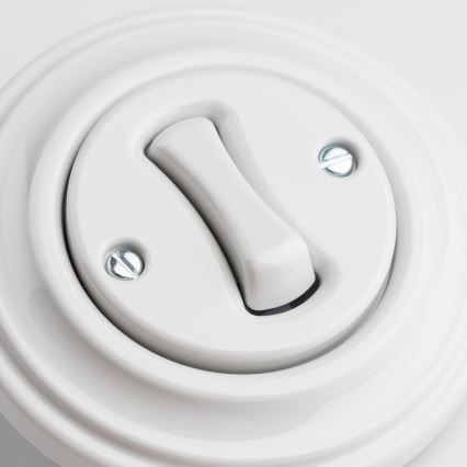 Kliklap - Interrupteur d'escalier rétro avec cadre n° 6, blanc neige