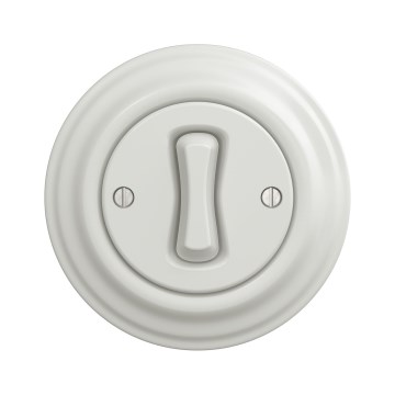 Kliklap - Interrupteur d'escalier rétro avec cadre n°6 en céramique blanche