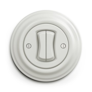 Kliklap - Interrupteur double rétro à boutons-poussoirs avec cadre blanc