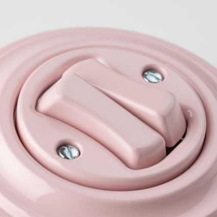Kliklap - Interrupteur double rétro avec cadre en vieux rose