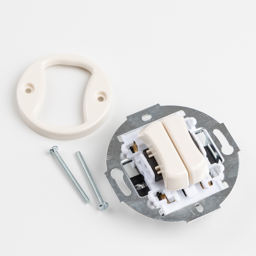 Kliklap - Interrupteur double rétro sans cadre beige