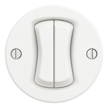 Kliklap - Interrupteur double rétro sans cadre, blanc neige