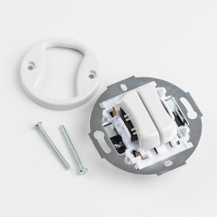 Kliklap - Interrupteur double rétro sans cadre en céramique blanche