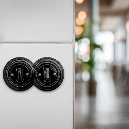 Kliklap - Interrupteur double unipolaire rétro avec cadre n° 1, noir