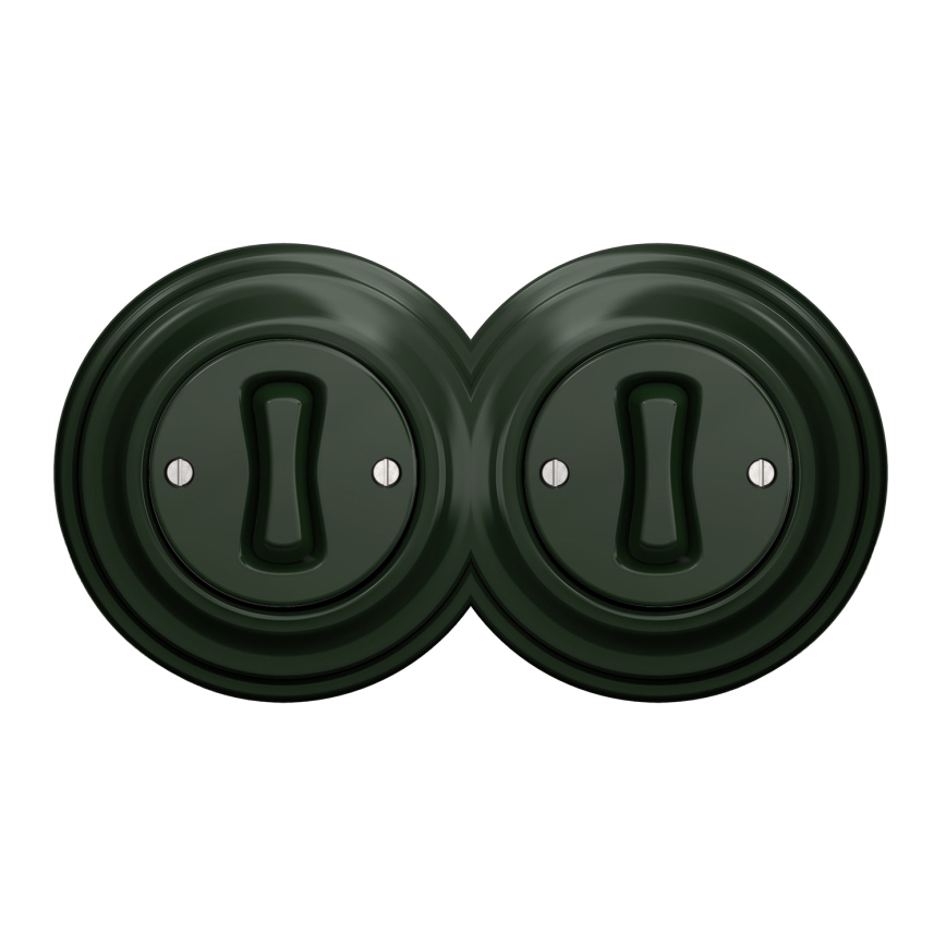 Kliklap - Interrupteur double unipolaire rétro avec cadre n° 1, vert