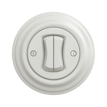 Kliklap - Interrupteur double va-et-vient au style rétro pour escalier, cadre n° 6+6, céramique blanche