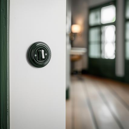 Kliklap - Interrupteur double va-et-vient rétro avec cadre n° 6+6, vert